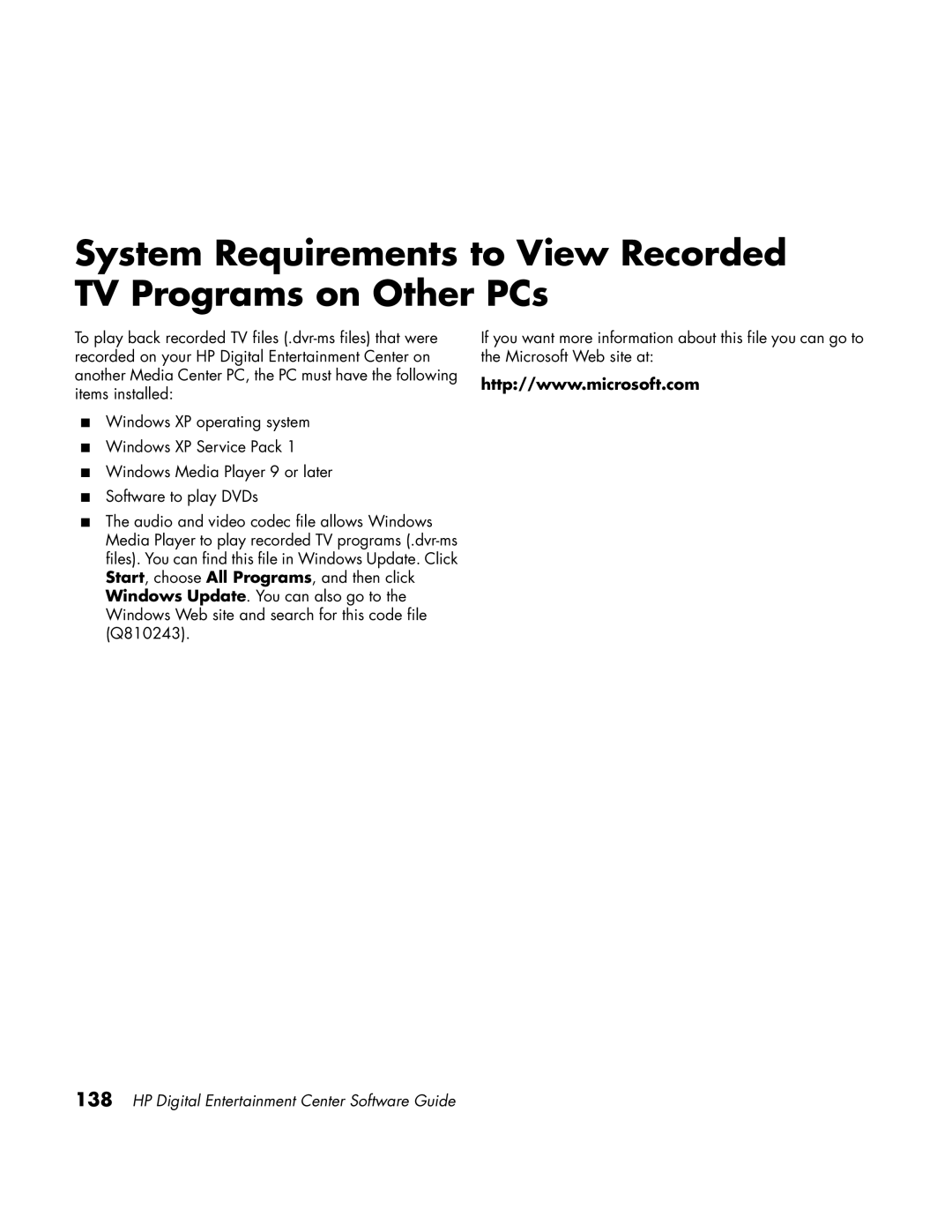 HP z558 manual HP Digital Entertainment Center Software Guide 