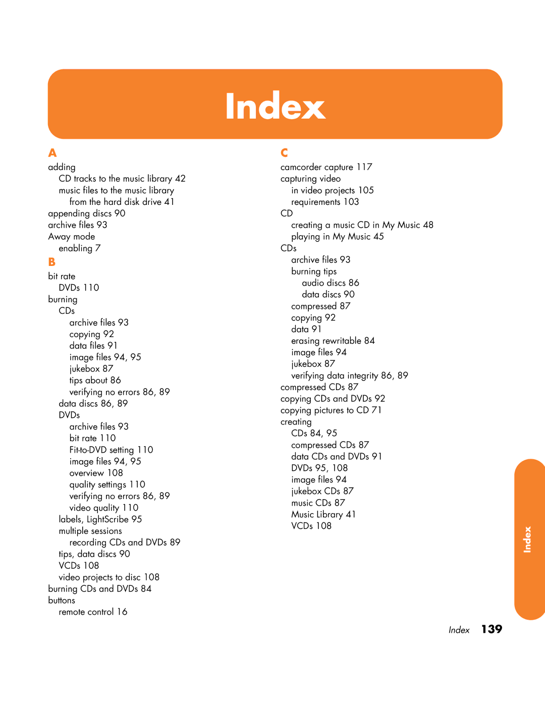 HP z558 manual Index 