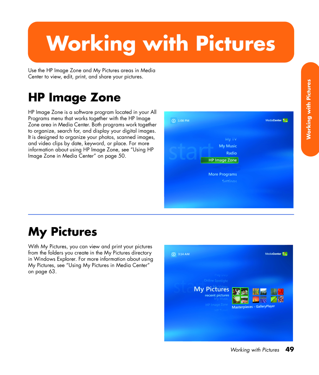 HP z558 manual HP Image Zone, My Pictures 