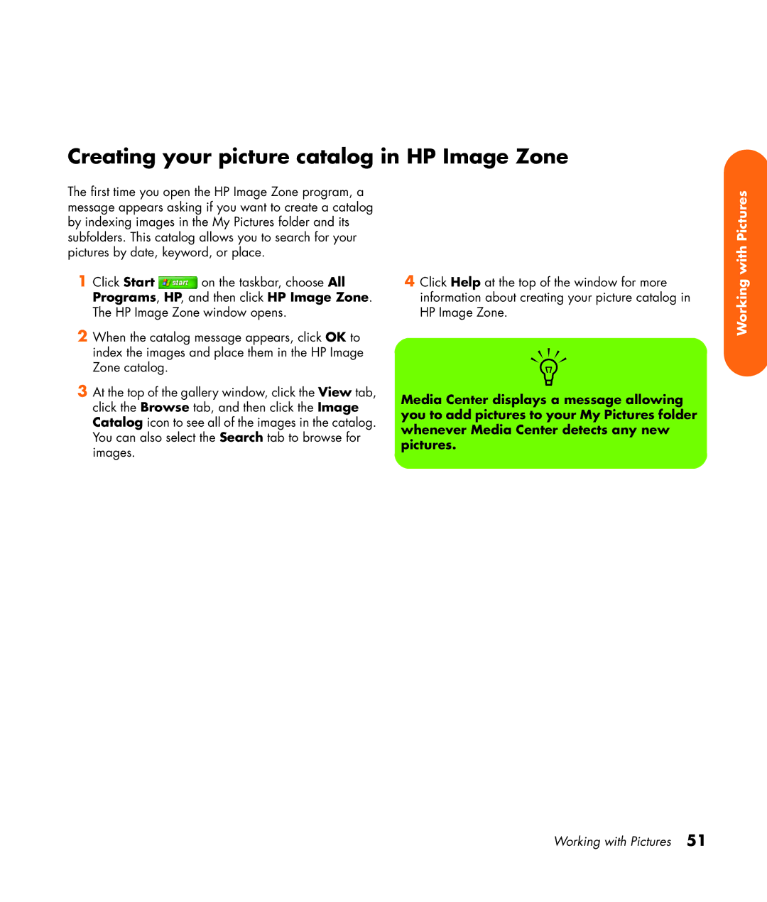 HP z558 manual Creating your picture catalog in HP Image Zone 