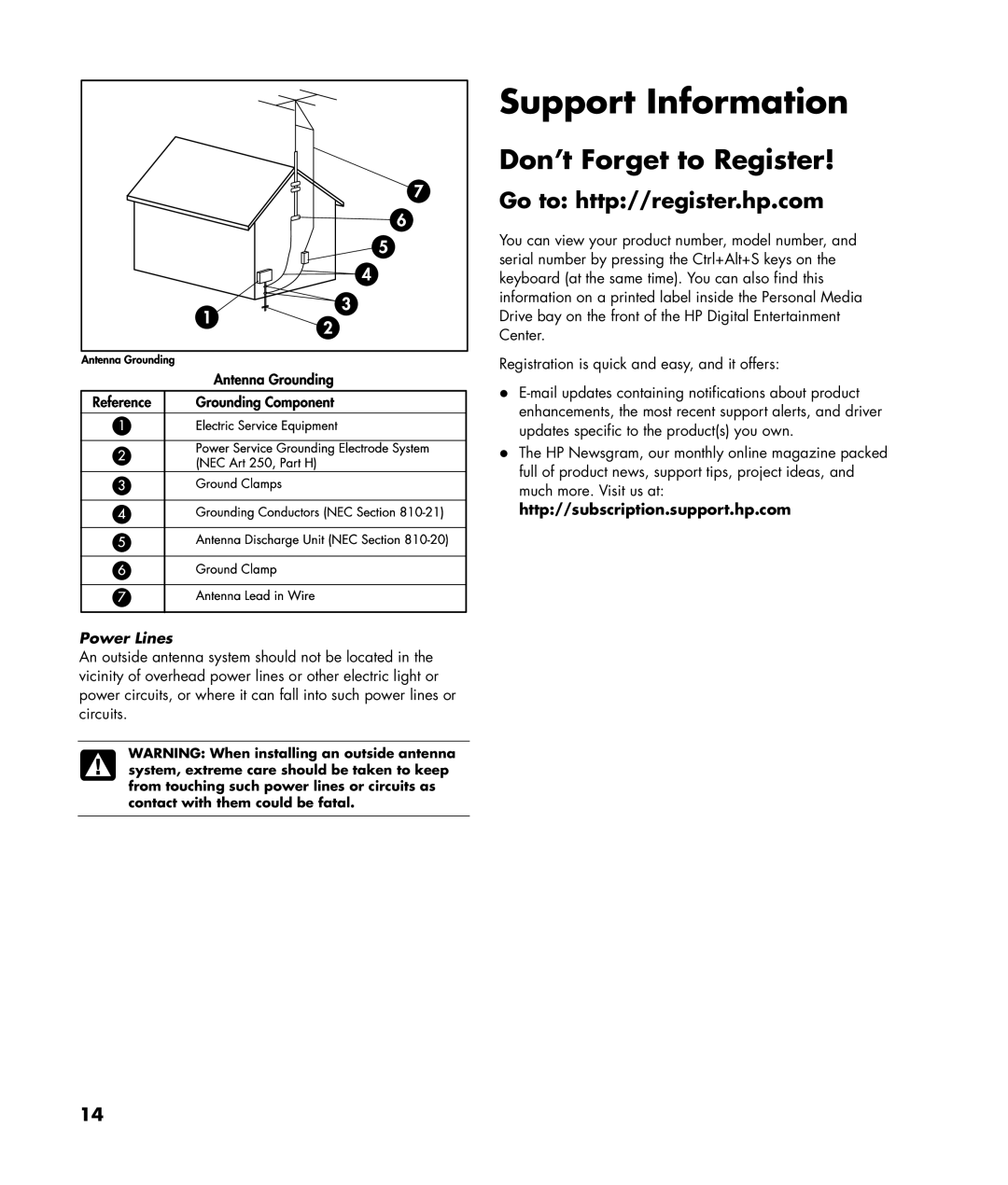 HP z565, z560 manual Support Information, Don’t Forget to Register, Go to http//register.hp.com 