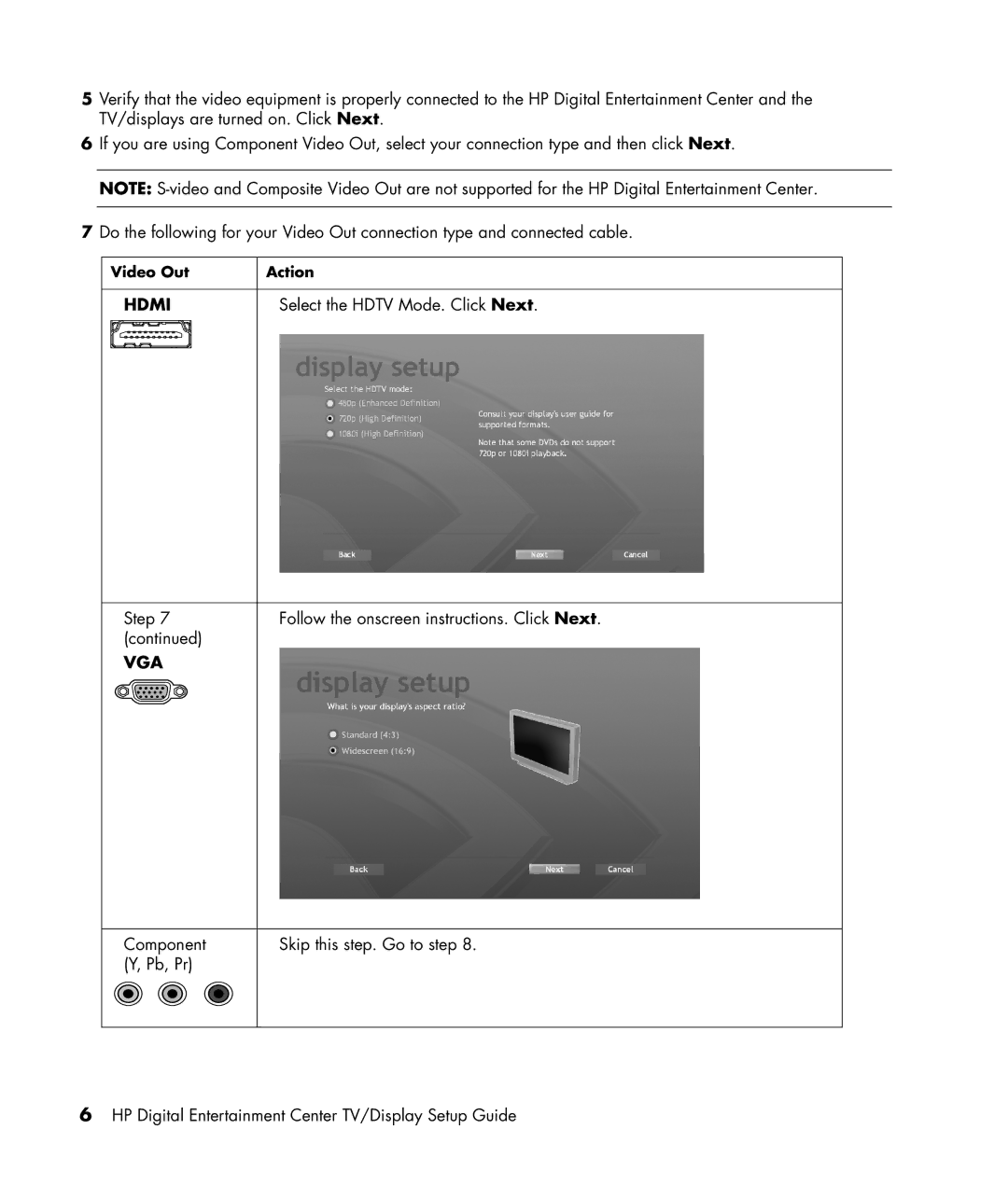 HP z565, z560 manual Select the Hdtv Mode. Click Next, Video Out Action 