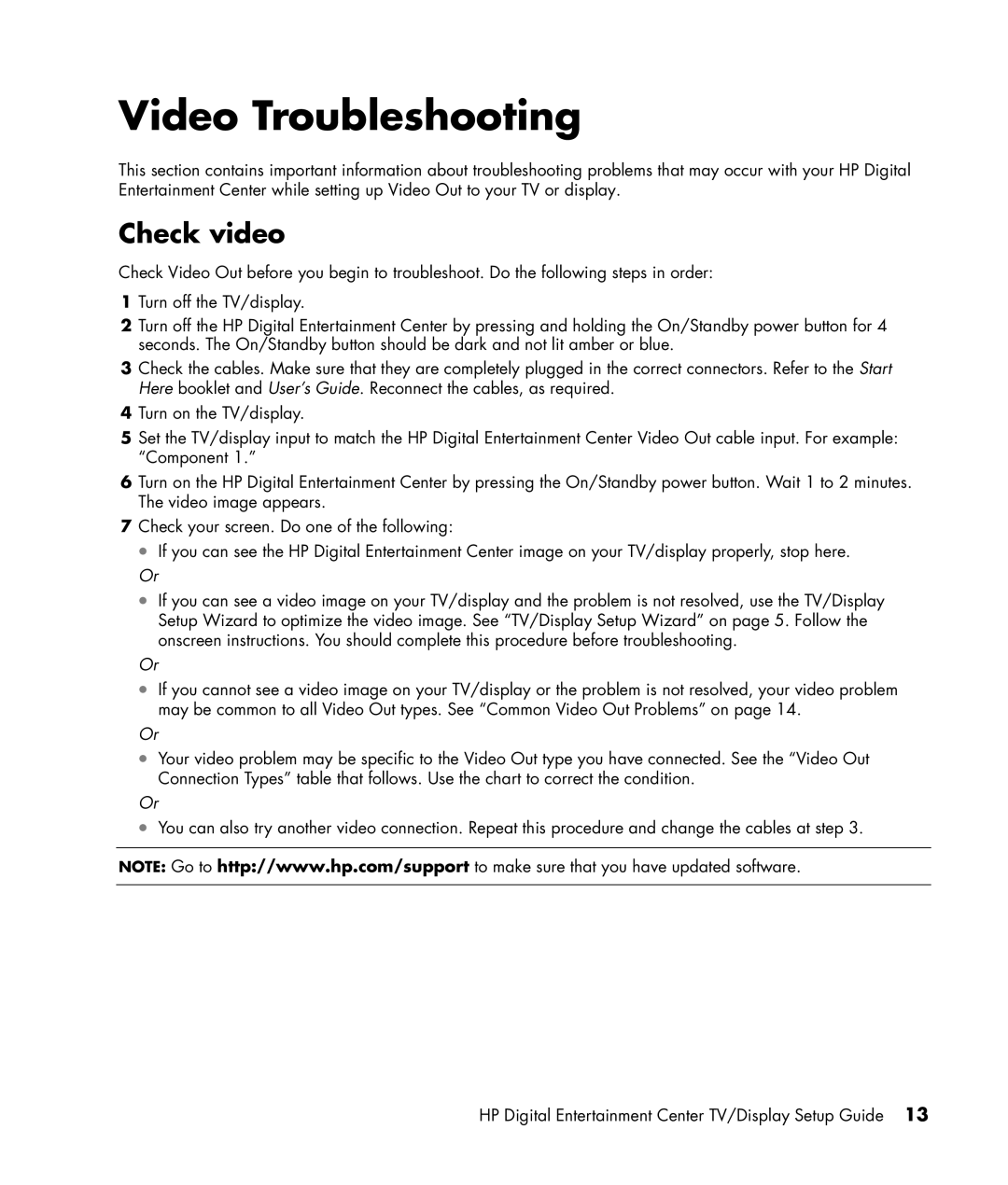 HP z560, z565 manual Video Troubleshooting, Check video 