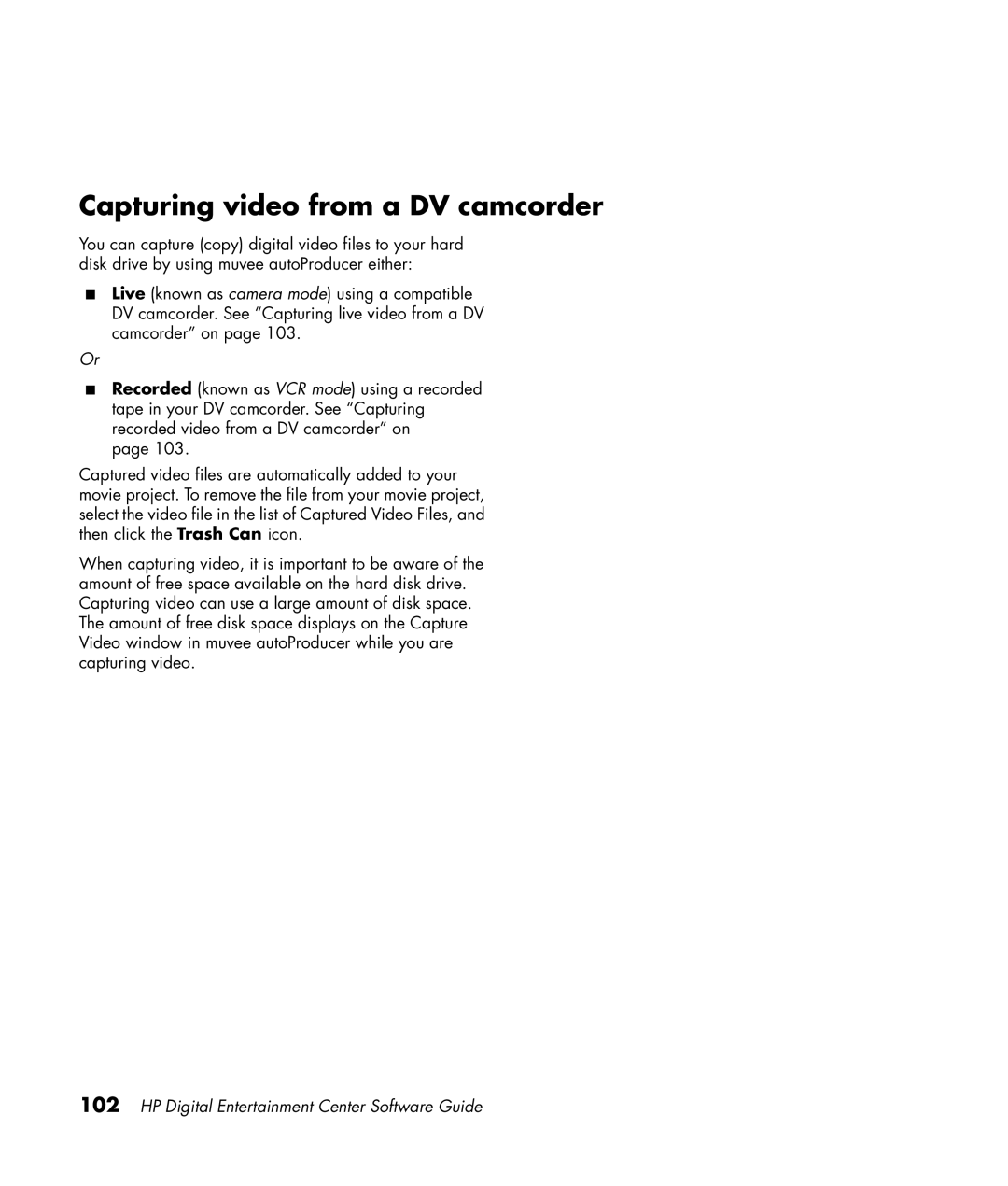 HP z565 manual Capturing video from a DV camcorder 