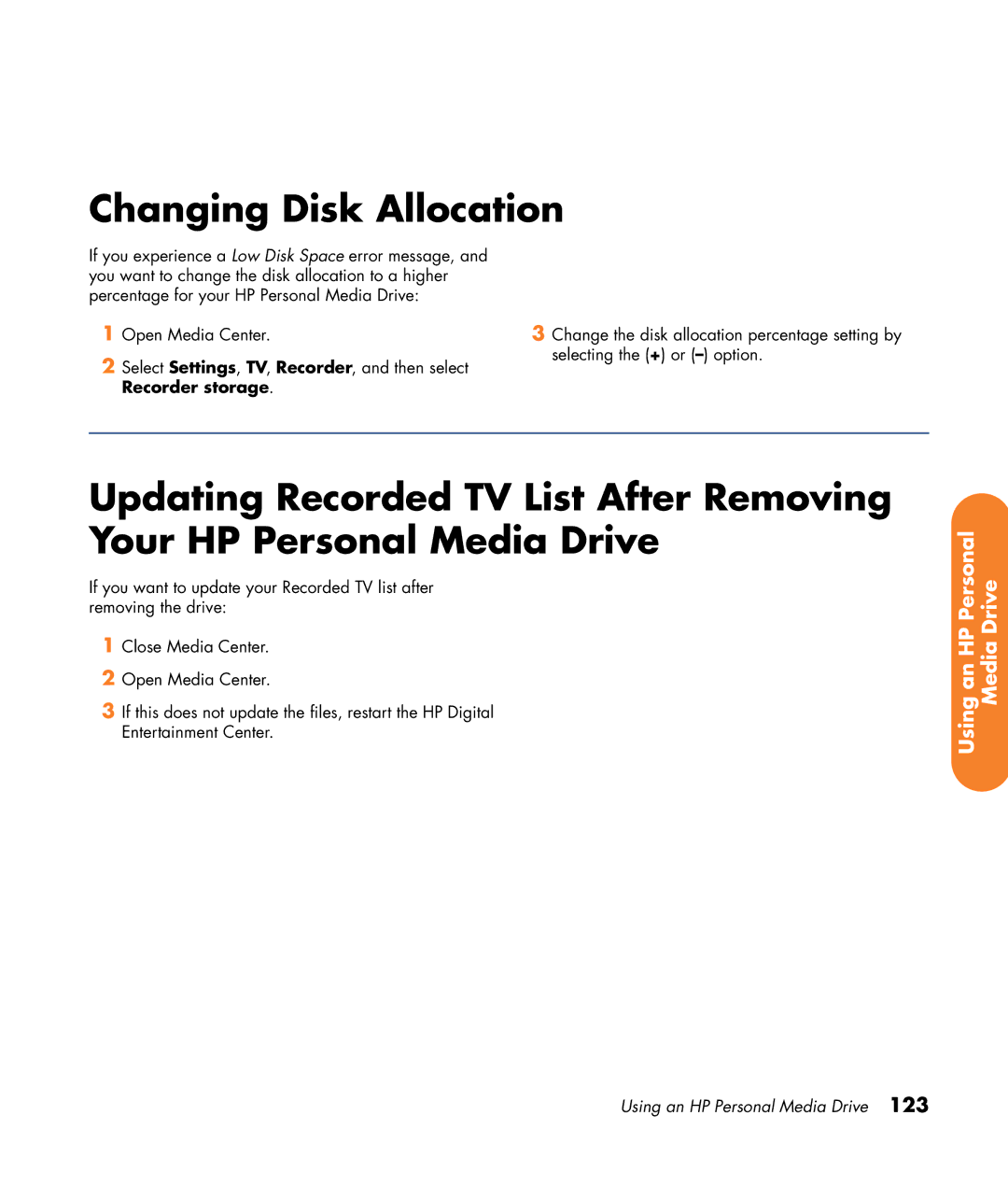 HP z565 manual Changing Disk Allocation 