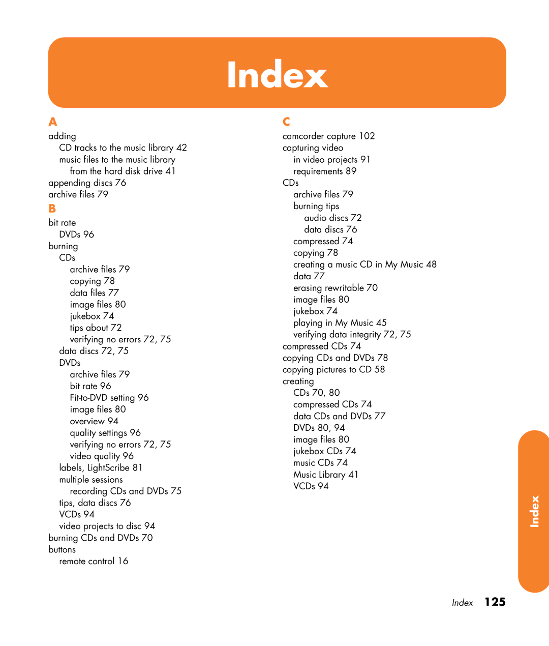 HP z565 manual Index 