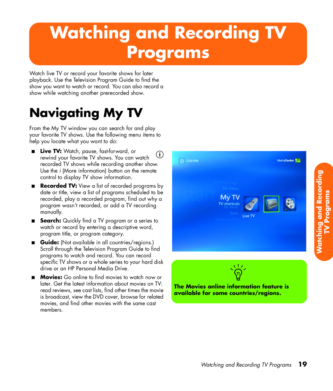 HP z565 manual Watching and Recording TV Programs, Navigating My TV 