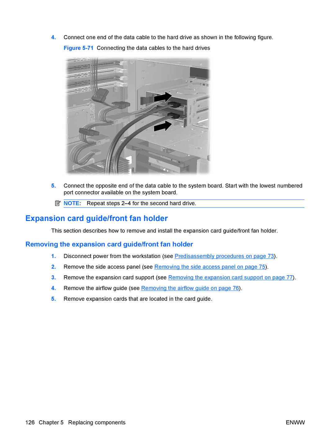 HP Z800 Sp632up SP632UPABA manual Expansion card guide/front fan holder, Removing the expansion card guide/front fan holder 