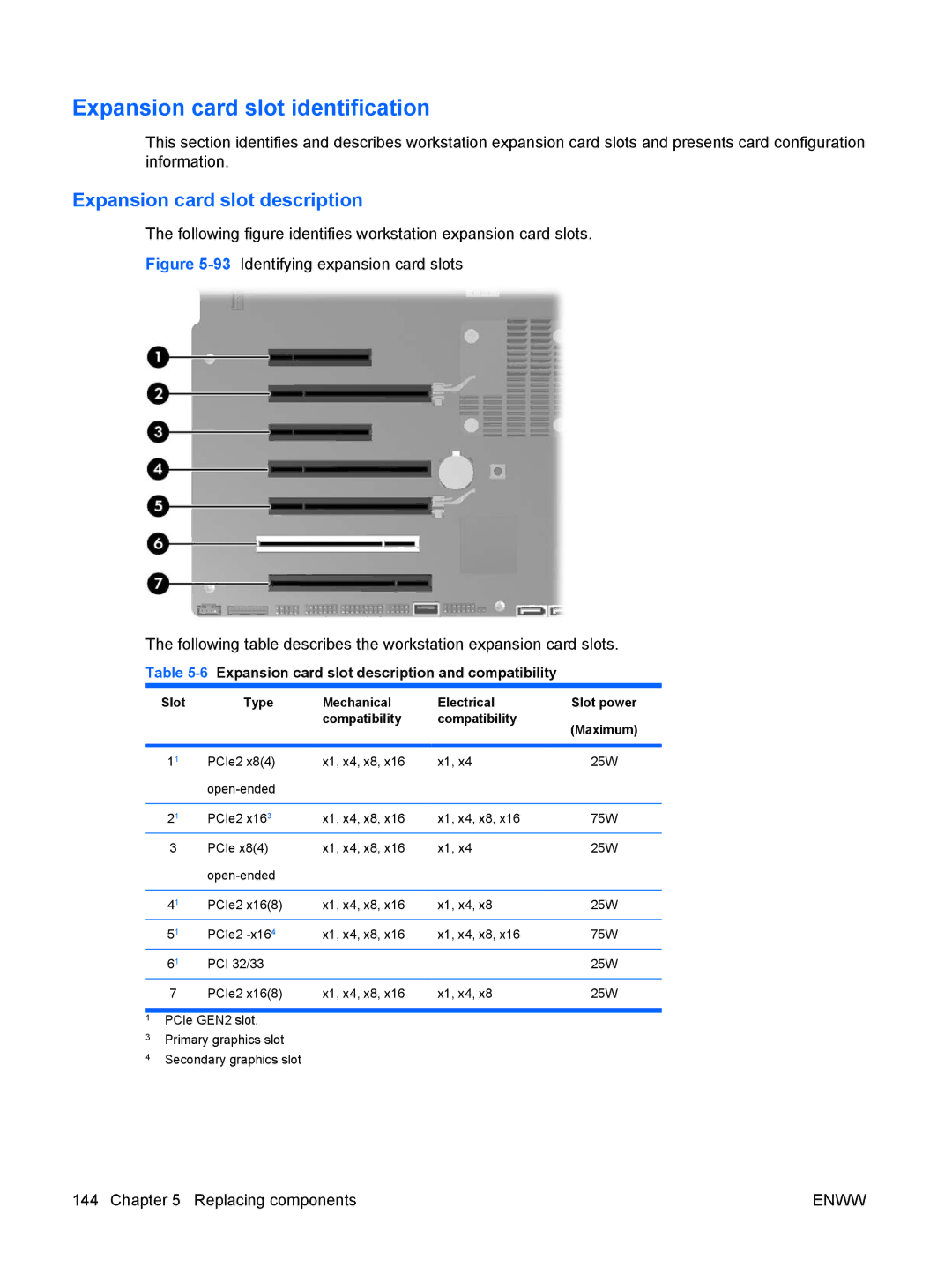 HP Z800 Sp632up SP632UPABA manual Expansion card slot identification, Expansion card slot description, Compatibility 