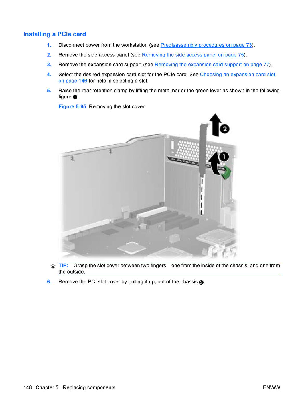 HP Z800 Sp632up SP632UPABA, FL939UT FL939UT#ABA manual Installing a PCIe card 