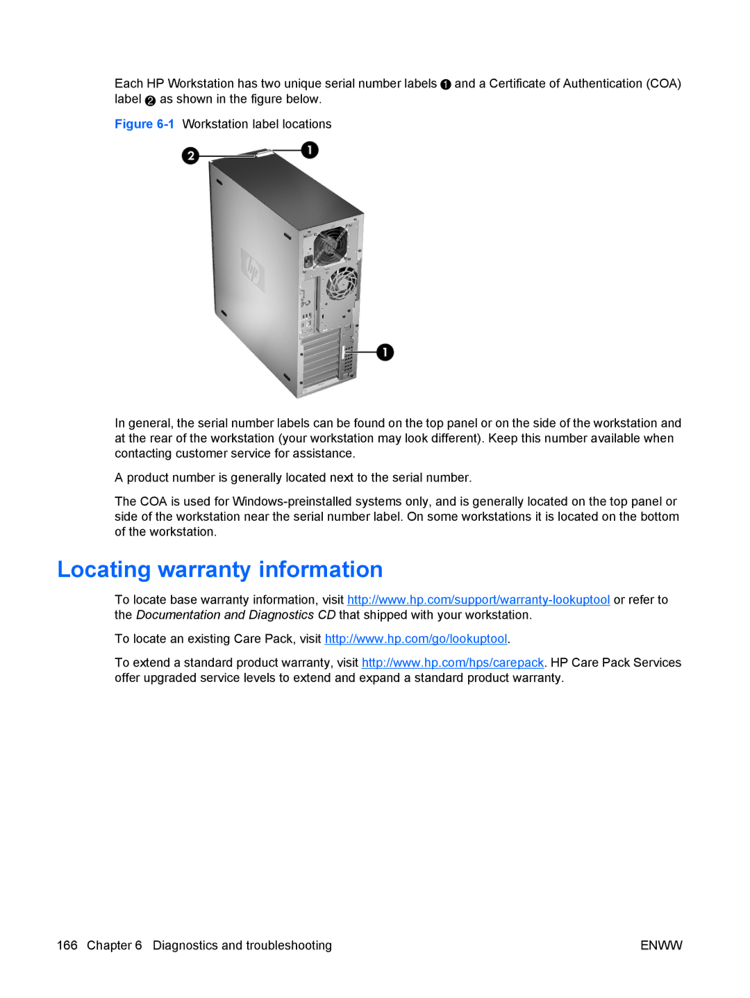 HP Z800 Sp632up SP632UPABA, FL939UT FL939UT#ABA manual Locating warranty information 