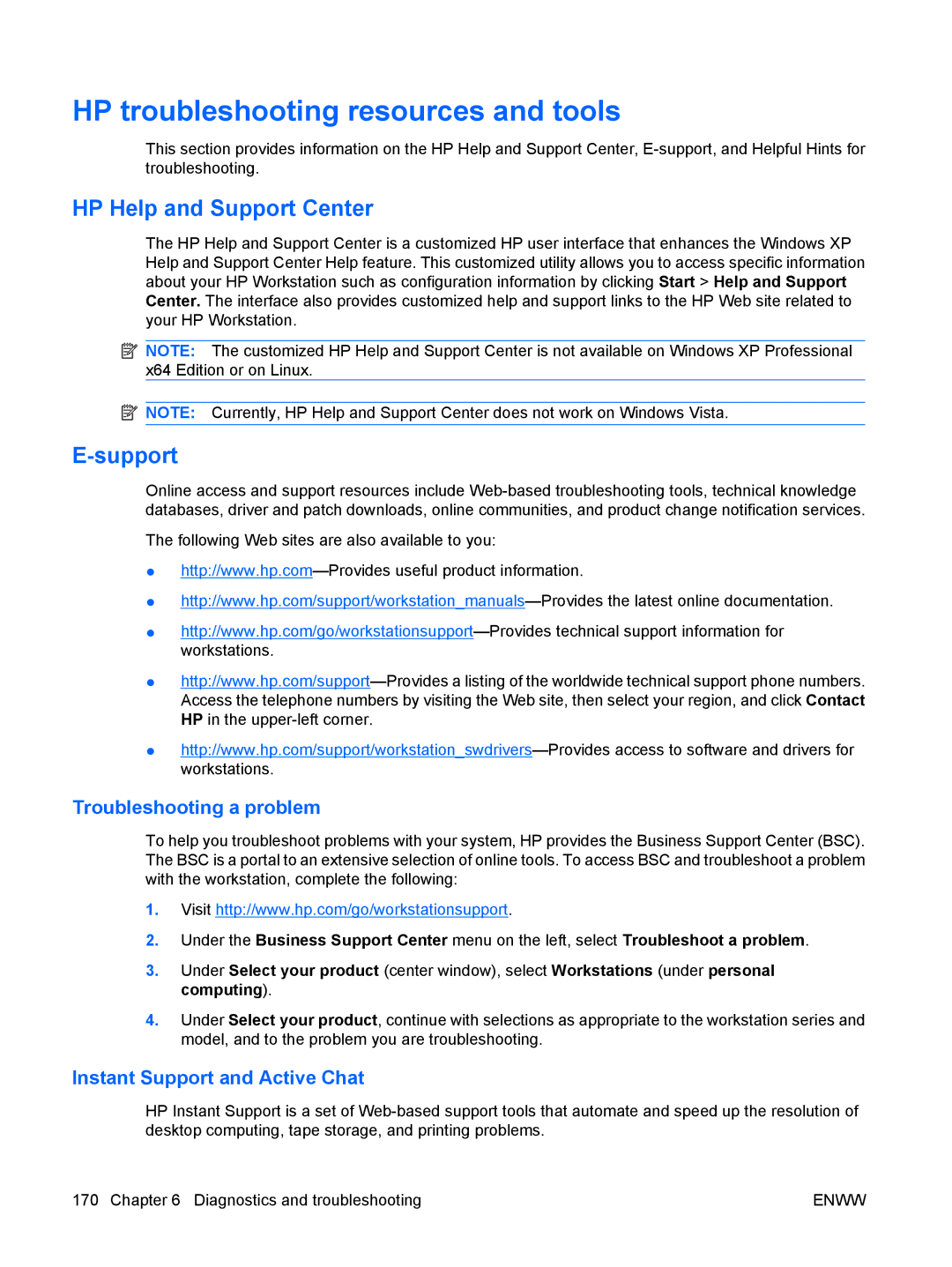 HP Z800 Sp632up SP632UPABA HP troubleshooting resources and tools, HP Help and Support Center, Troubleshooting a problem 