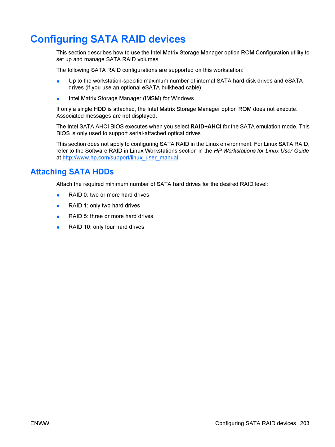 HP FL939UT FL939UT#ABA, Z800 Sp632up SP632UPABA manual Configuring Sata RAID devices, Attaching Sata HDDs 