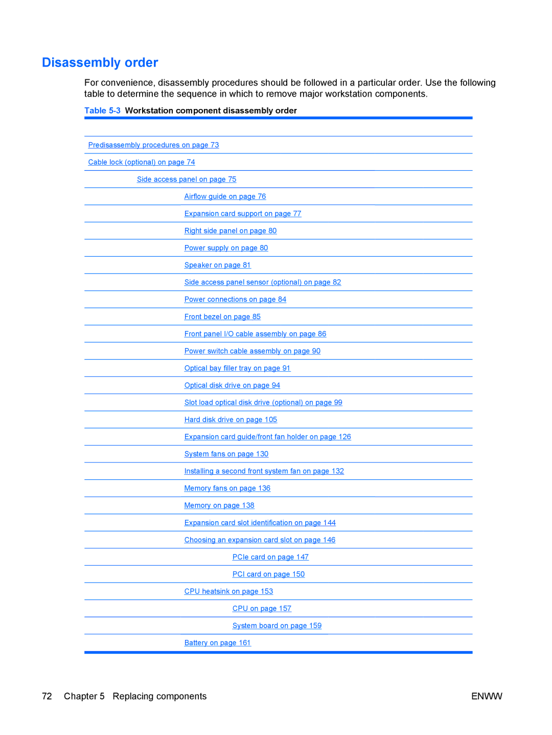 HP Z800 Sp632up SP632UPABA, FL939UT FL939UT#ABA manual Disassembly order, 3Workstation component disassembly order 