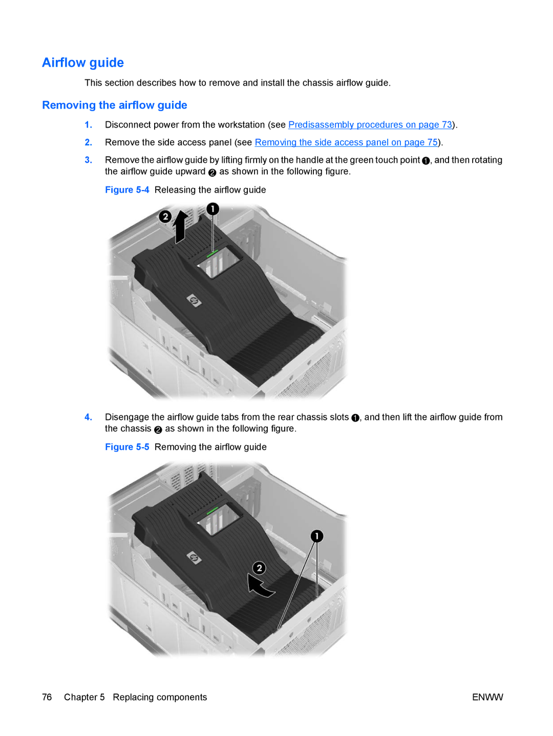 HP Z800 Sp632up SP632UPABA, FL939UT FL939UT#ABA manual Airflow guide, Removing the airflow guide 