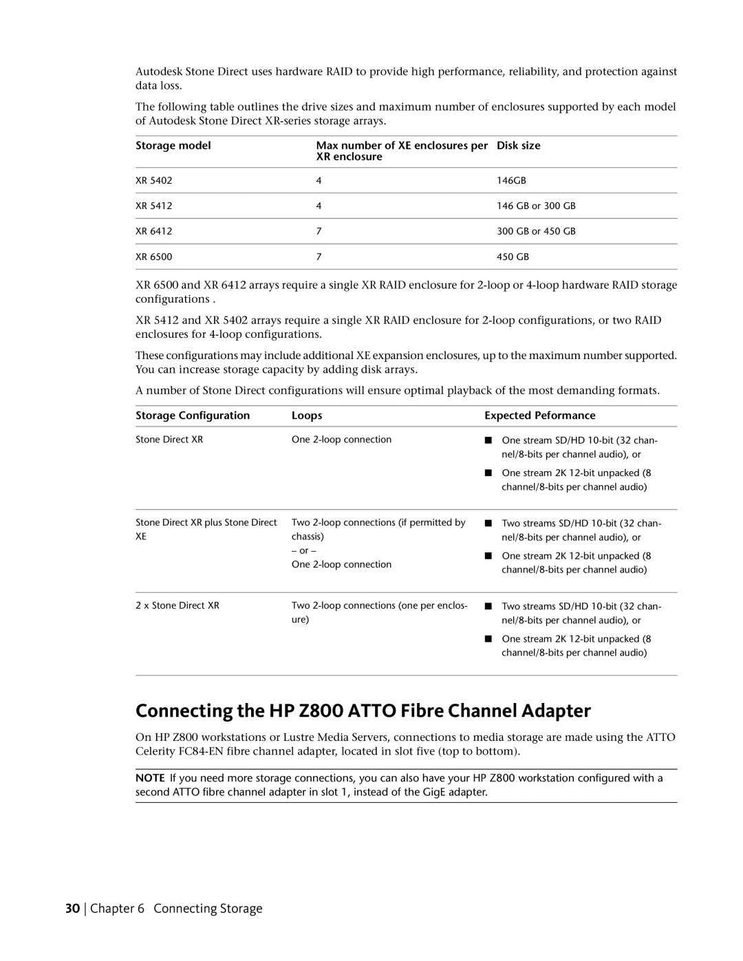 HP manual Connecting the HP Z800 Atto Fibre Channel Adapter, Connecting Storage 