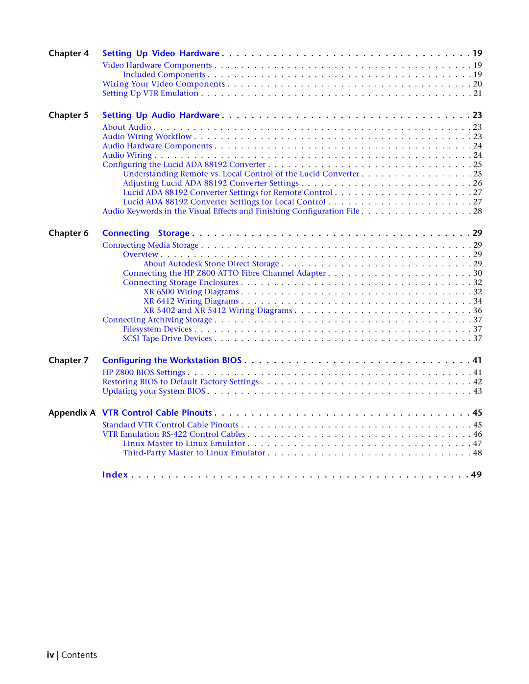 HP Z800 manual Iv Contents, Setting Up Video Hardware 