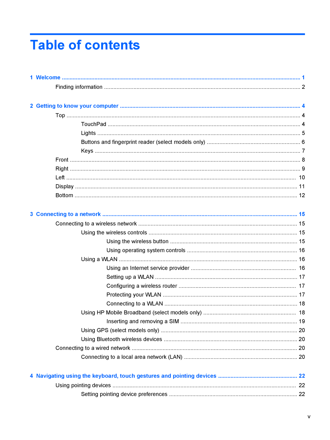 HP ZBook 14 Mobile manual Table of contents 