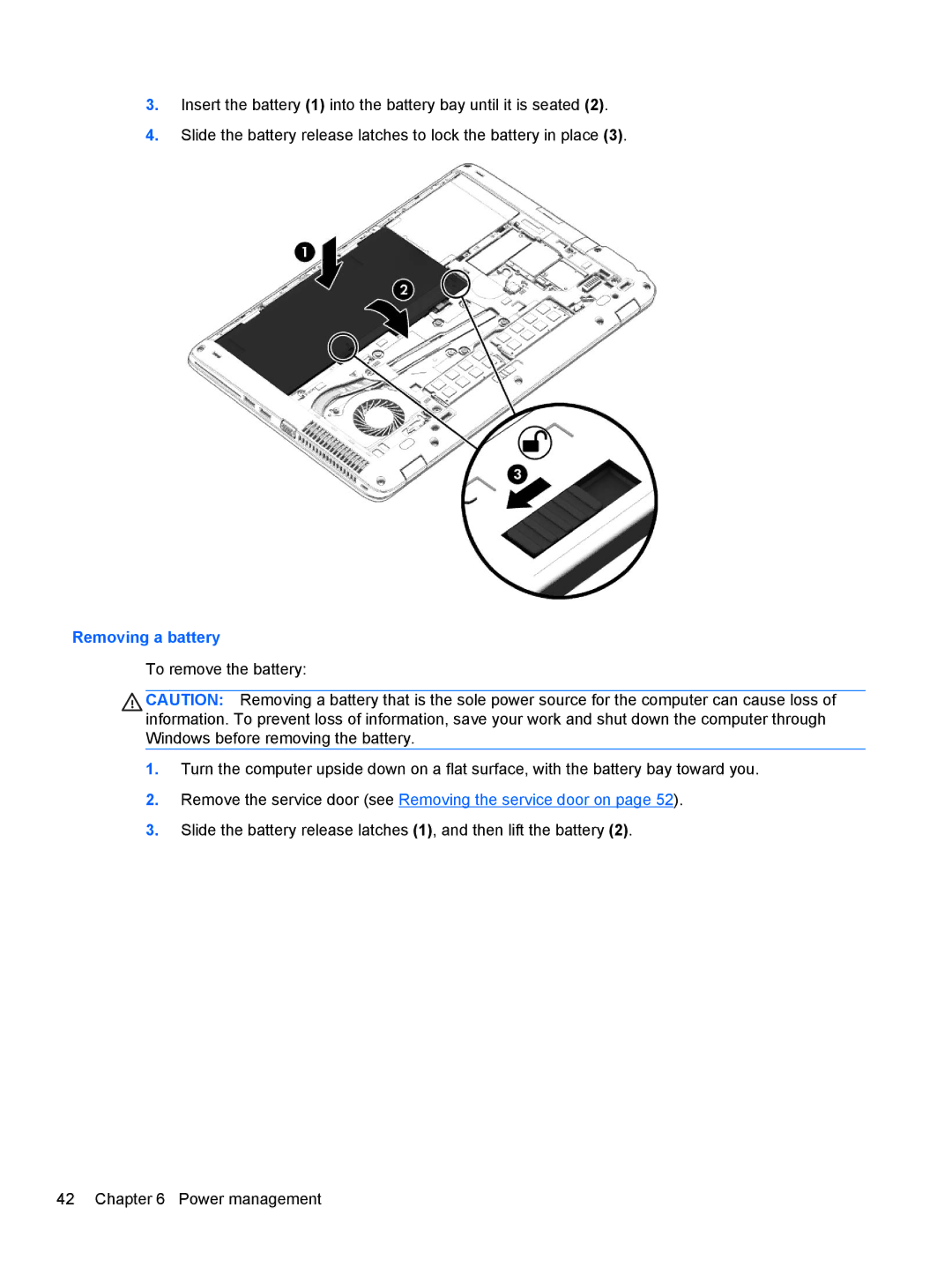 HP ZBook 14 Mobile manual Removing a battery 