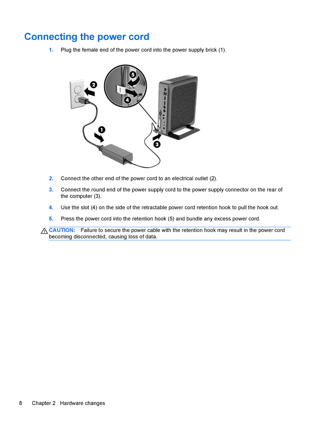 HP ZBook 14 Mobile manual Connecting the power cord 