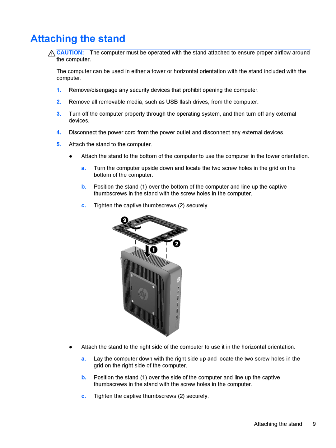 HP ZBook 14 Mobile manual Attaching the stand 