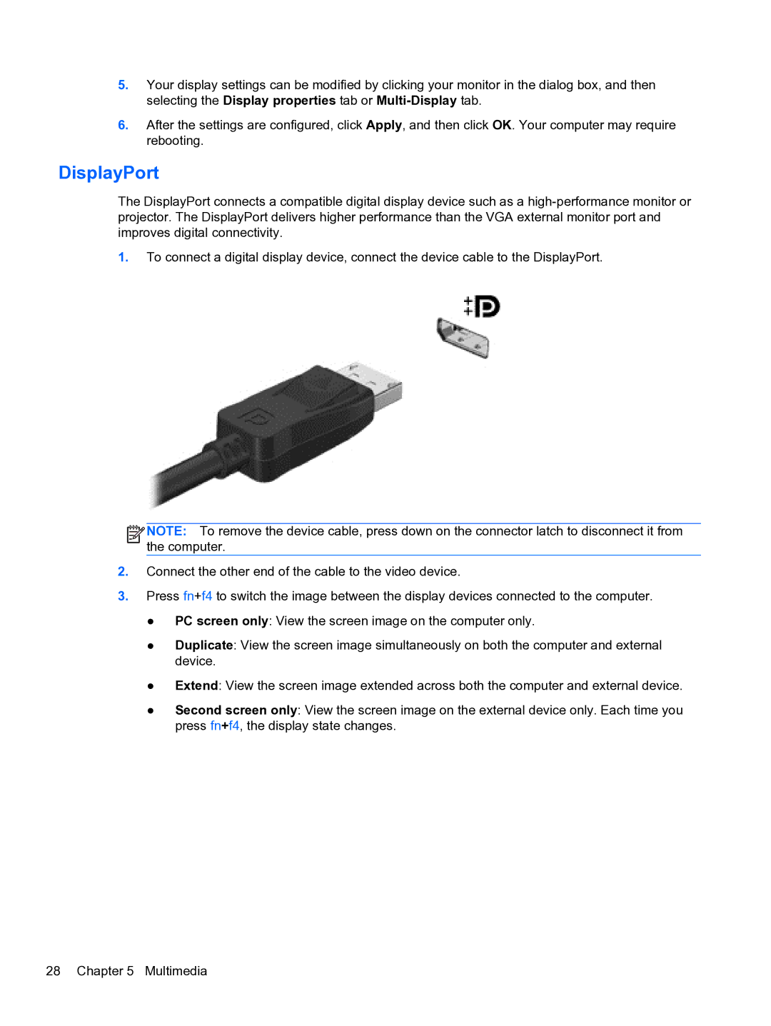 HP ZBook 15 Mobile manual DisplayPort 