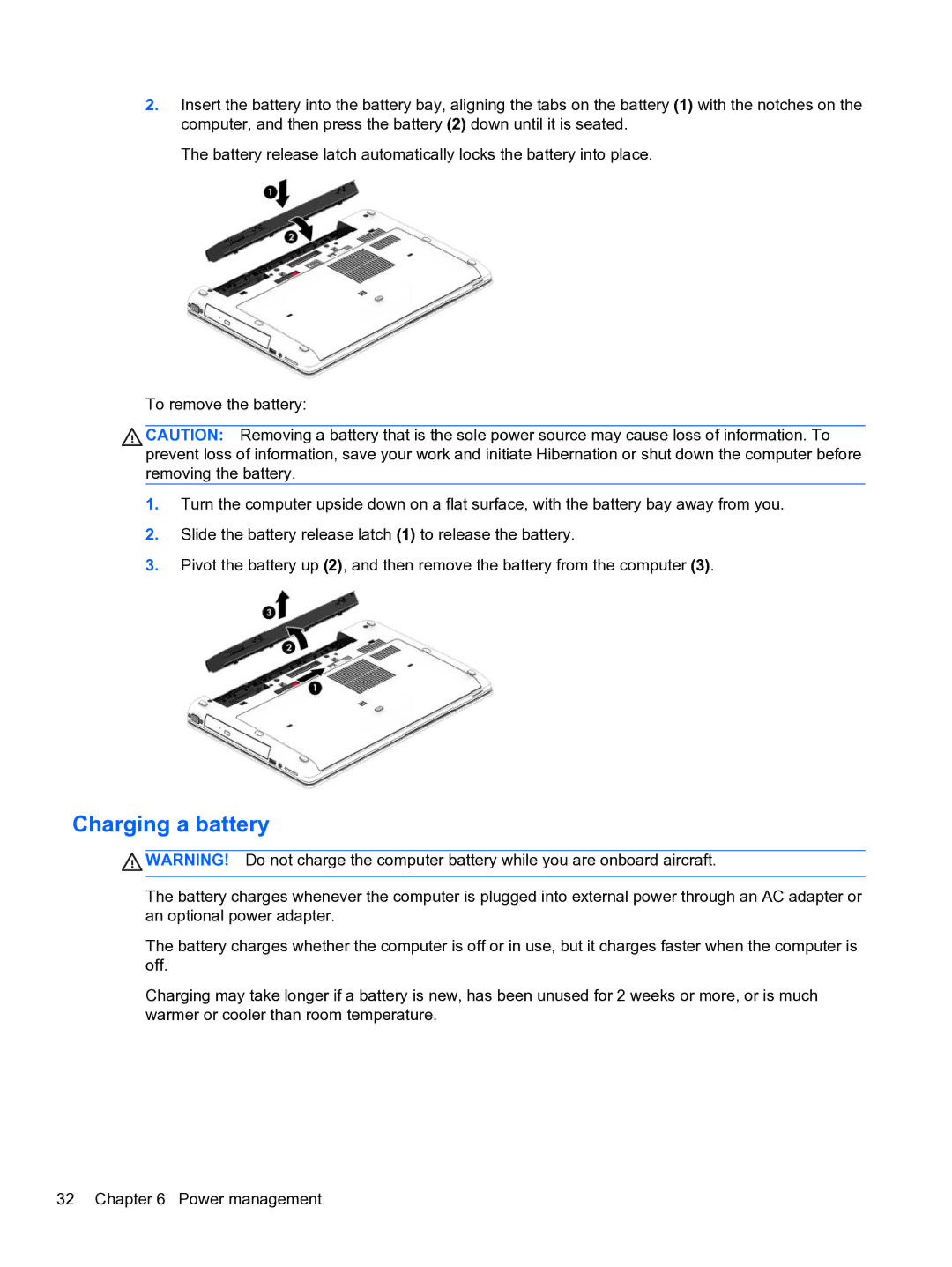 HP ZBook 15 Mobile manual Charging a battery 