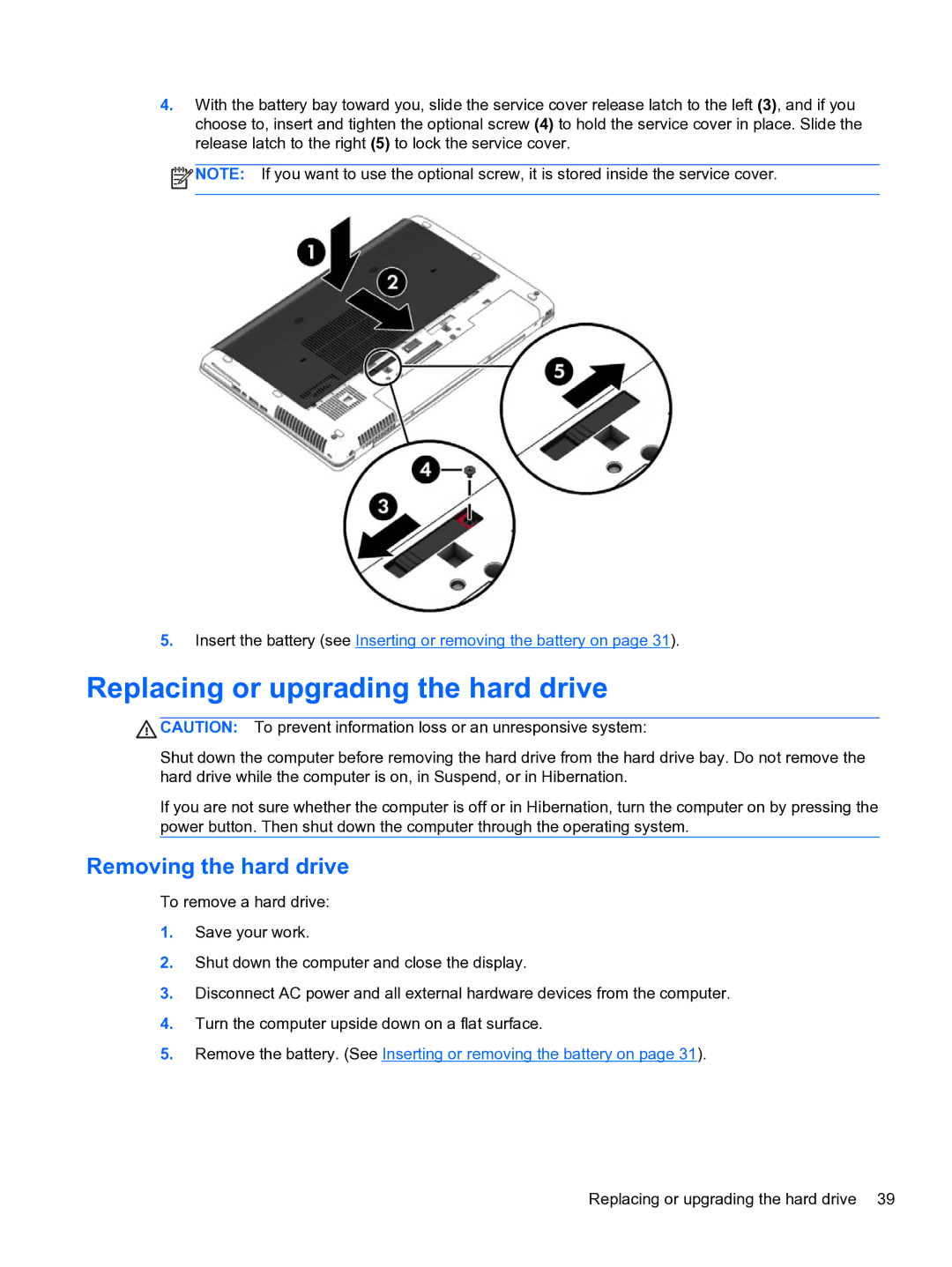 HP ZBook 15 Mobile manual Replacing or upgrading the hard drive, Removing the hard drive 