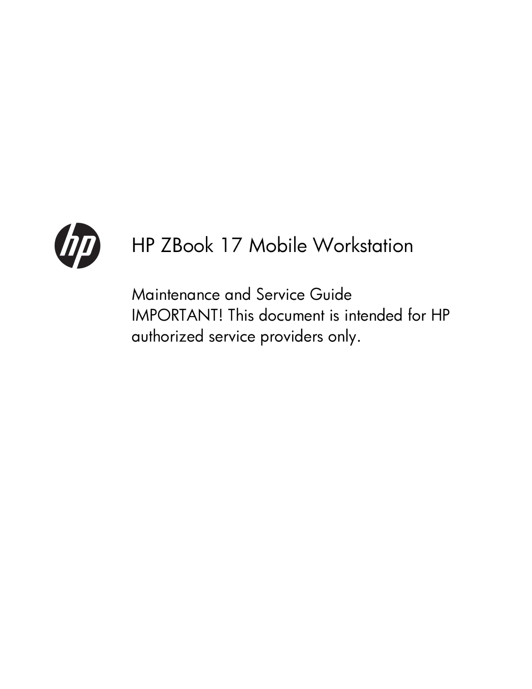 HP manual HP ZBook 17 Mobile Workstation 