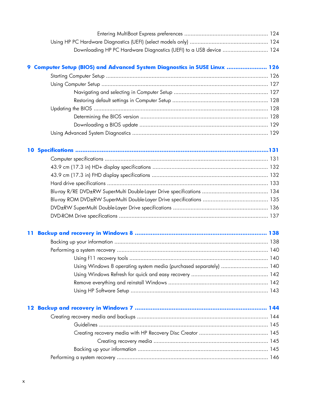 HP ZBook 17 manual Specifications 131 