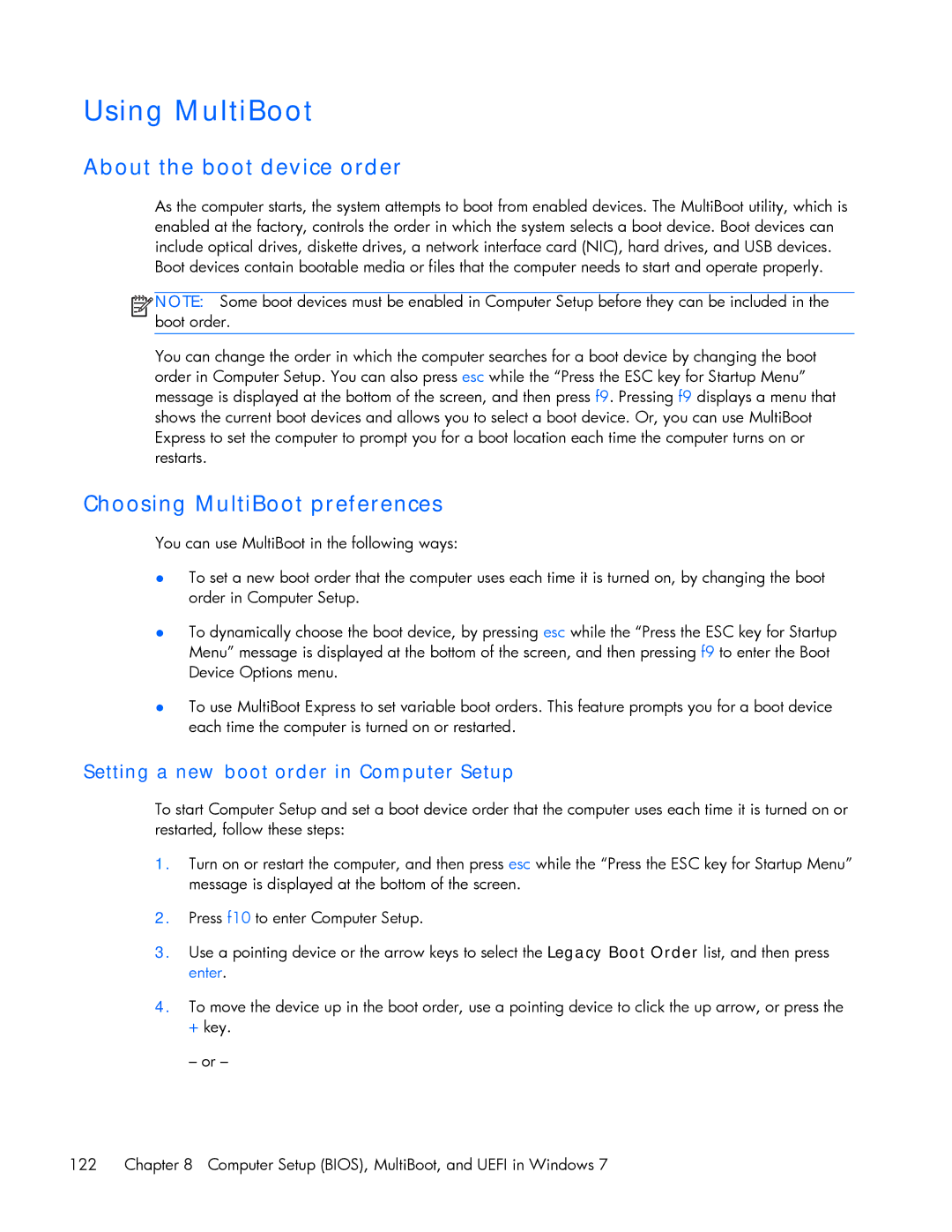 HP ZBook 17 manual Using MultiBoot 