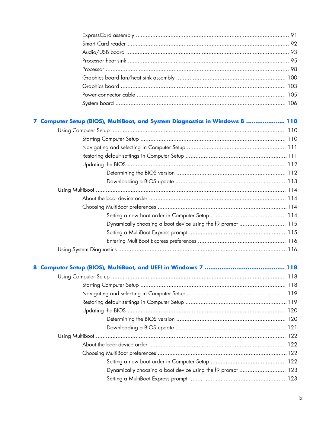 HP ZBook 17 manual Computer Setup BIOS, MultiBoot, and Uefi in Windows 118 