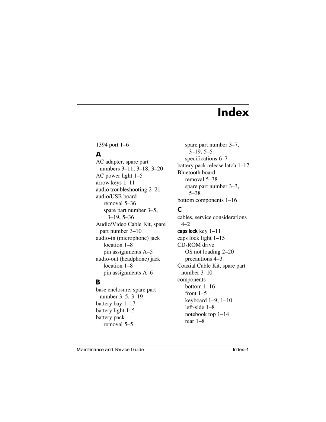 HP ZD8000 manual Index 