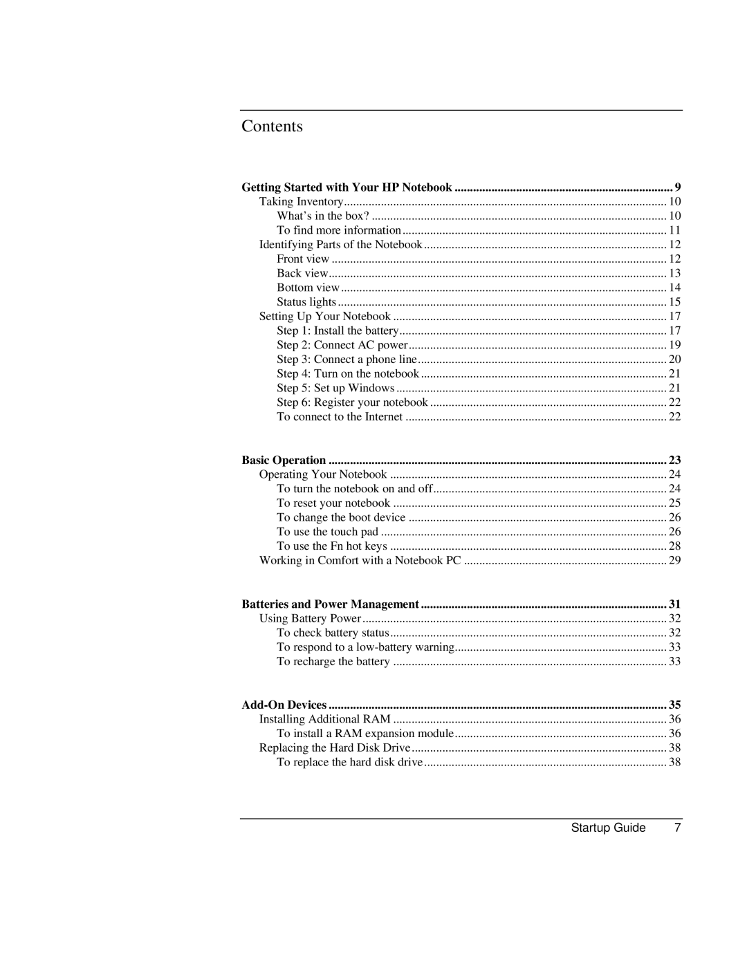 HP ZE1000 manual Contents 