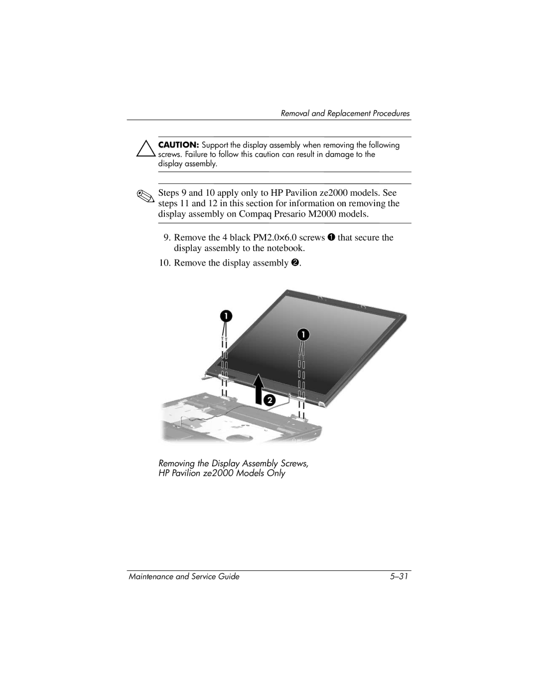 HP ze2000 manual Removal and Replacement Procedures 