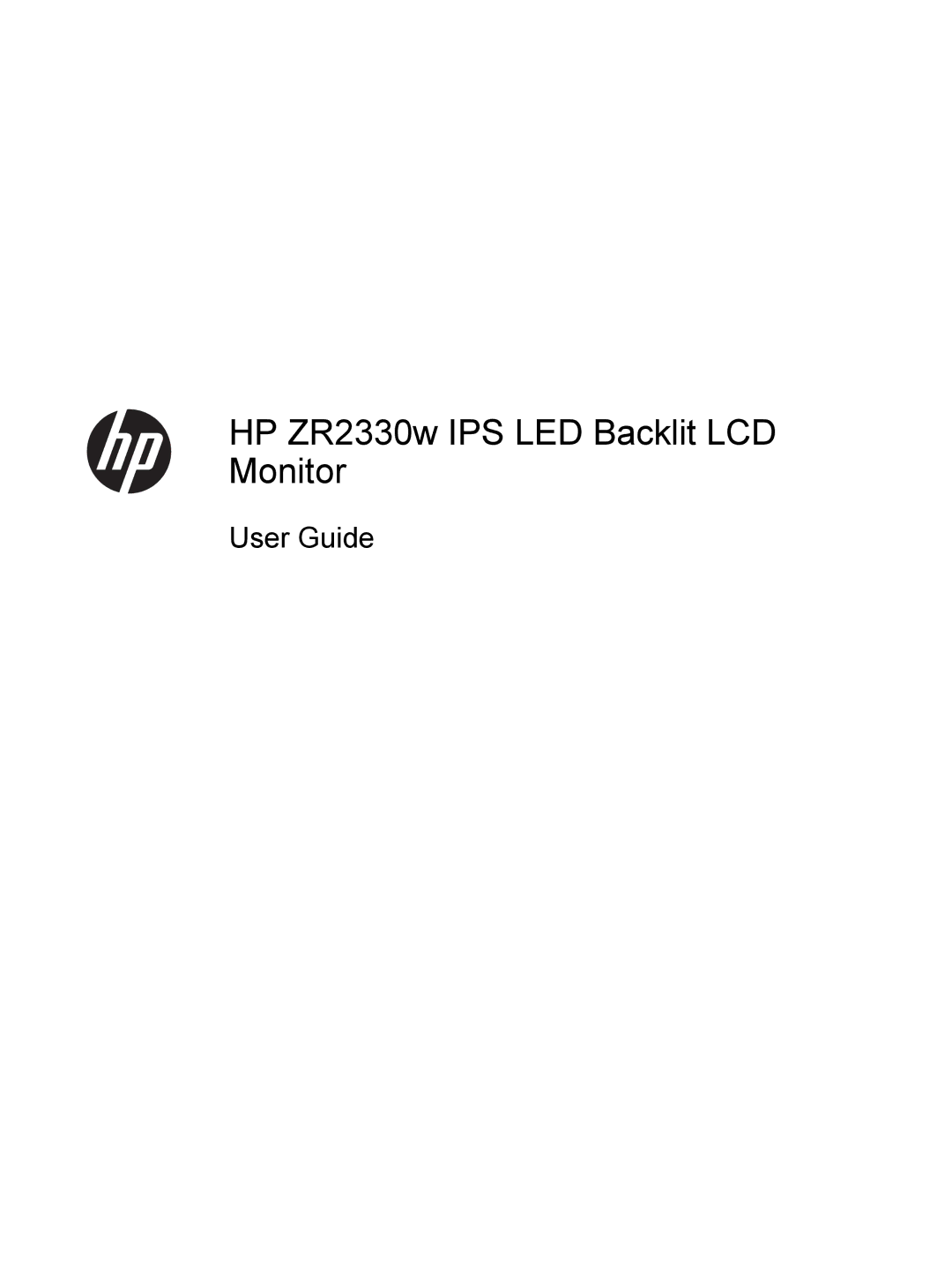 HP manual HP ZR2330w IPS LED Backlit LCD Monitor 