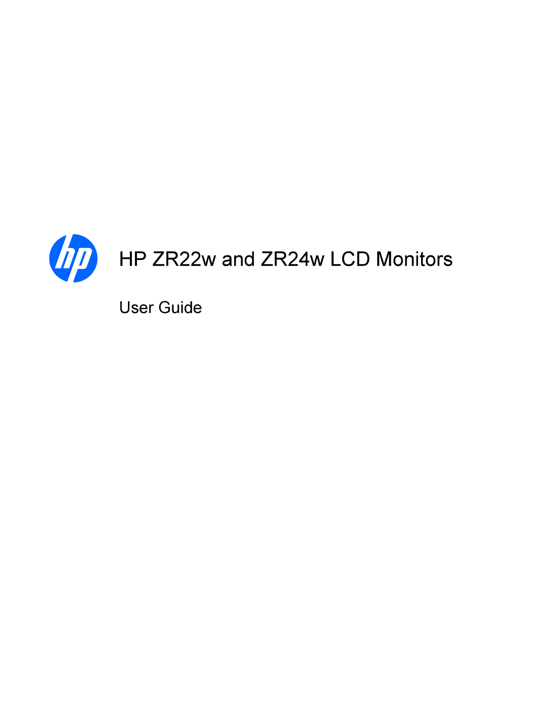 HP manual HP ZR22w and ZR24w LCD Monitors 