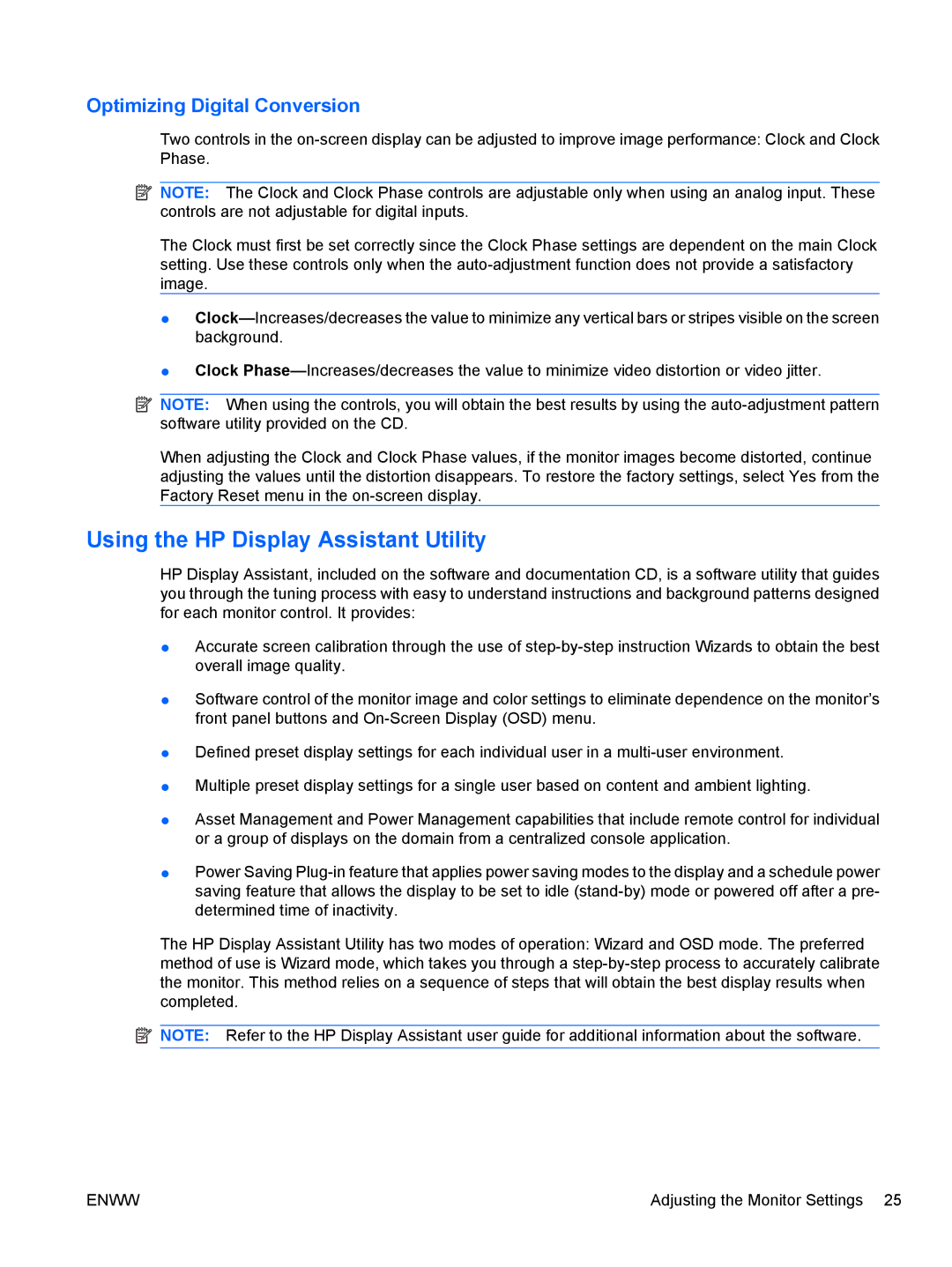 HP ZR22w, ZR24w manual Using the HP Display Assistant Utility, Optimizing Digital Conversion 