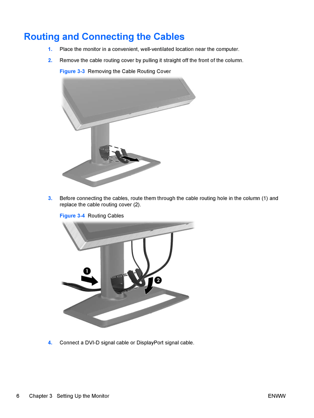 HP ZR30W manual Routing and Connecting the Cables 