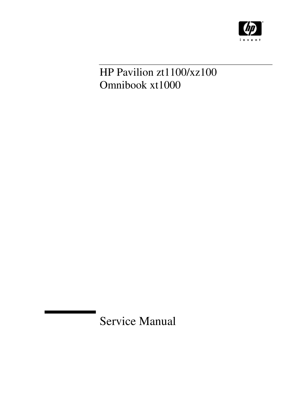 HP ZT1100 manual HP Pavilion zt1100/xz100 Omnibook xt1000 