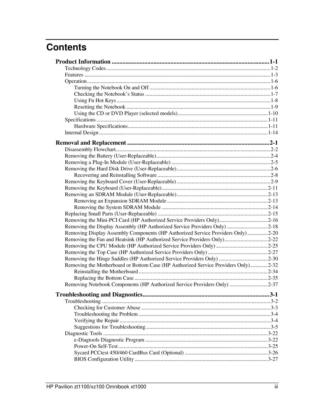 HP ZT1100 manual Contents 