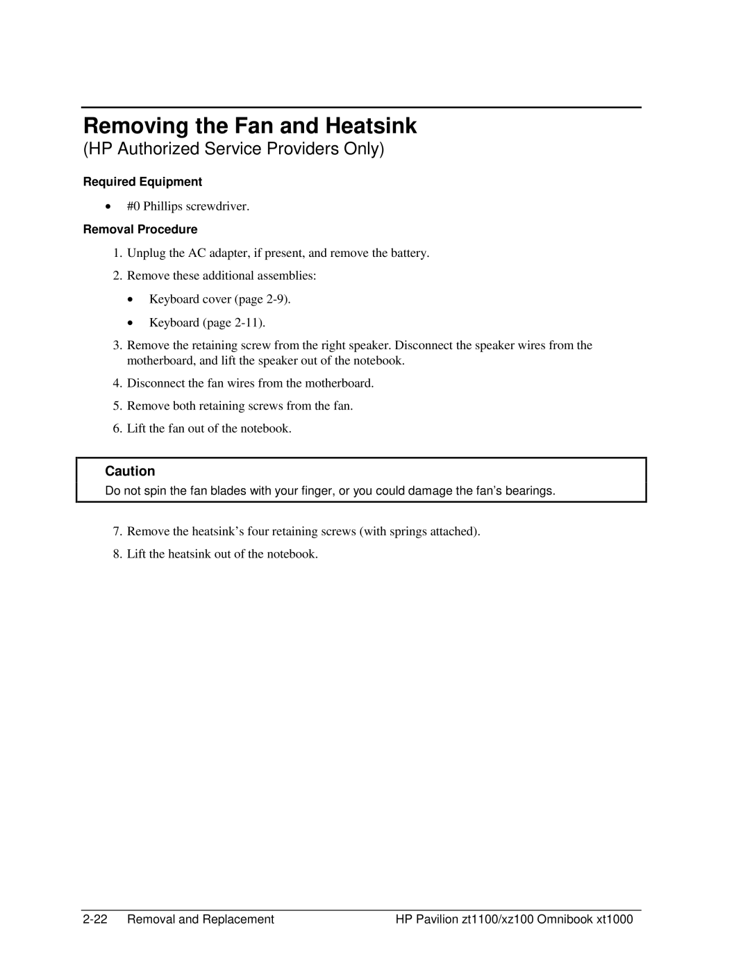 HP ZT1100 manual Removing the Fan and Heatsink 