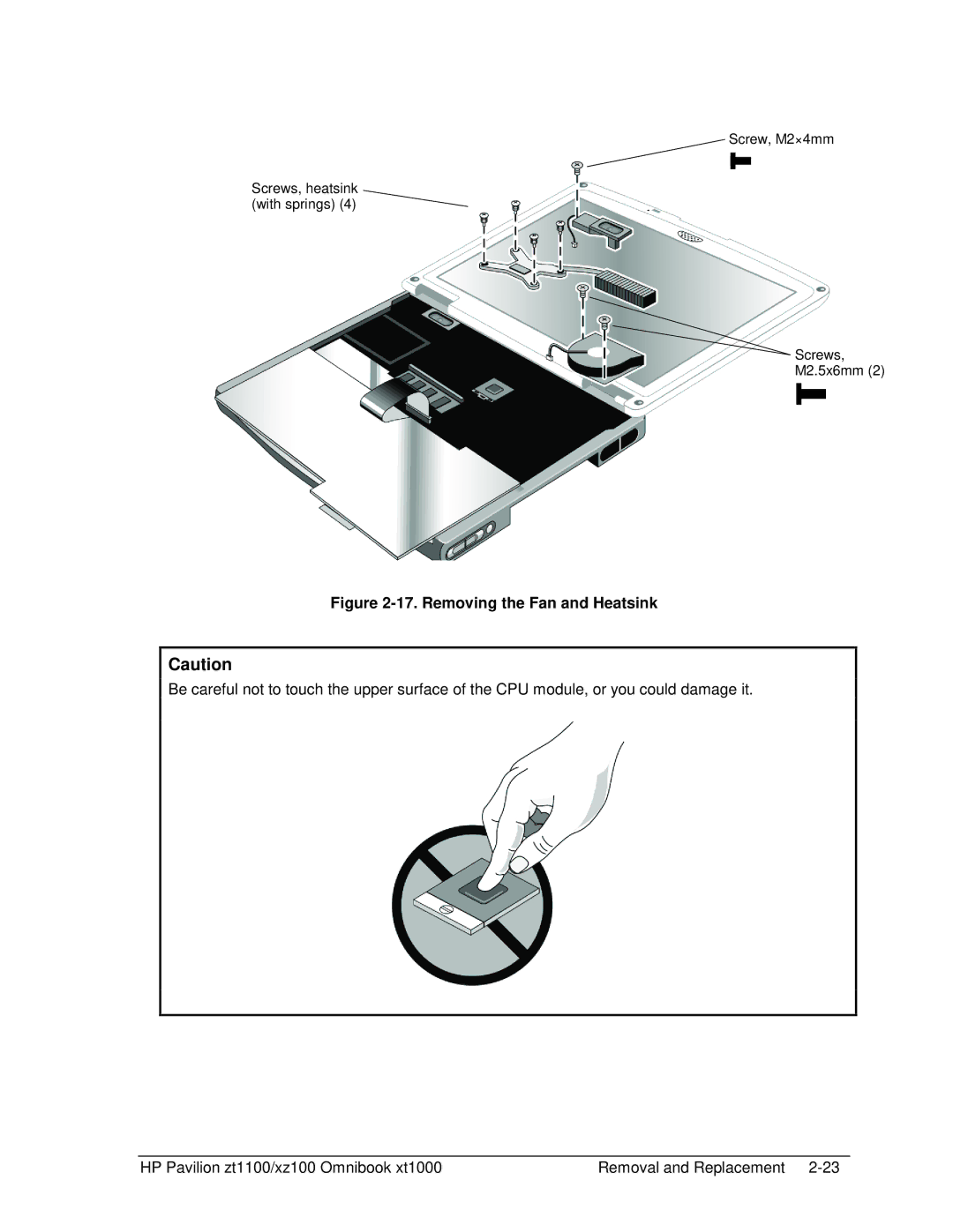 HP ZT1100 manual Removing the Fan and Heatsink 