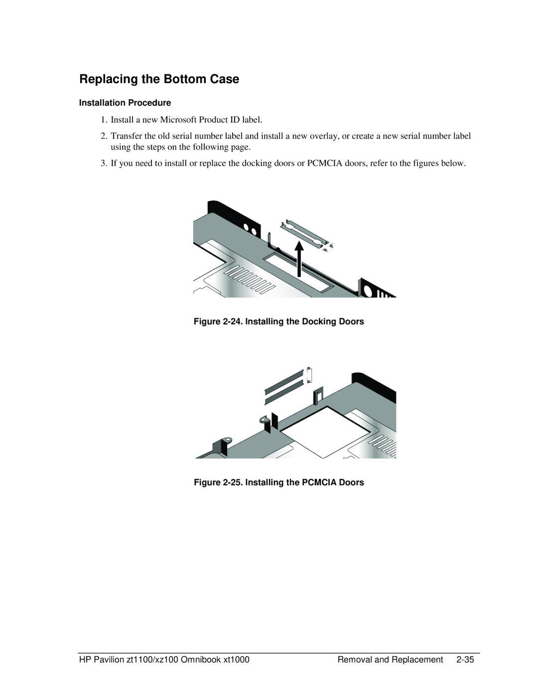 HP ZT1100 manual Replacing the Bottom Case, Installation Procedure 