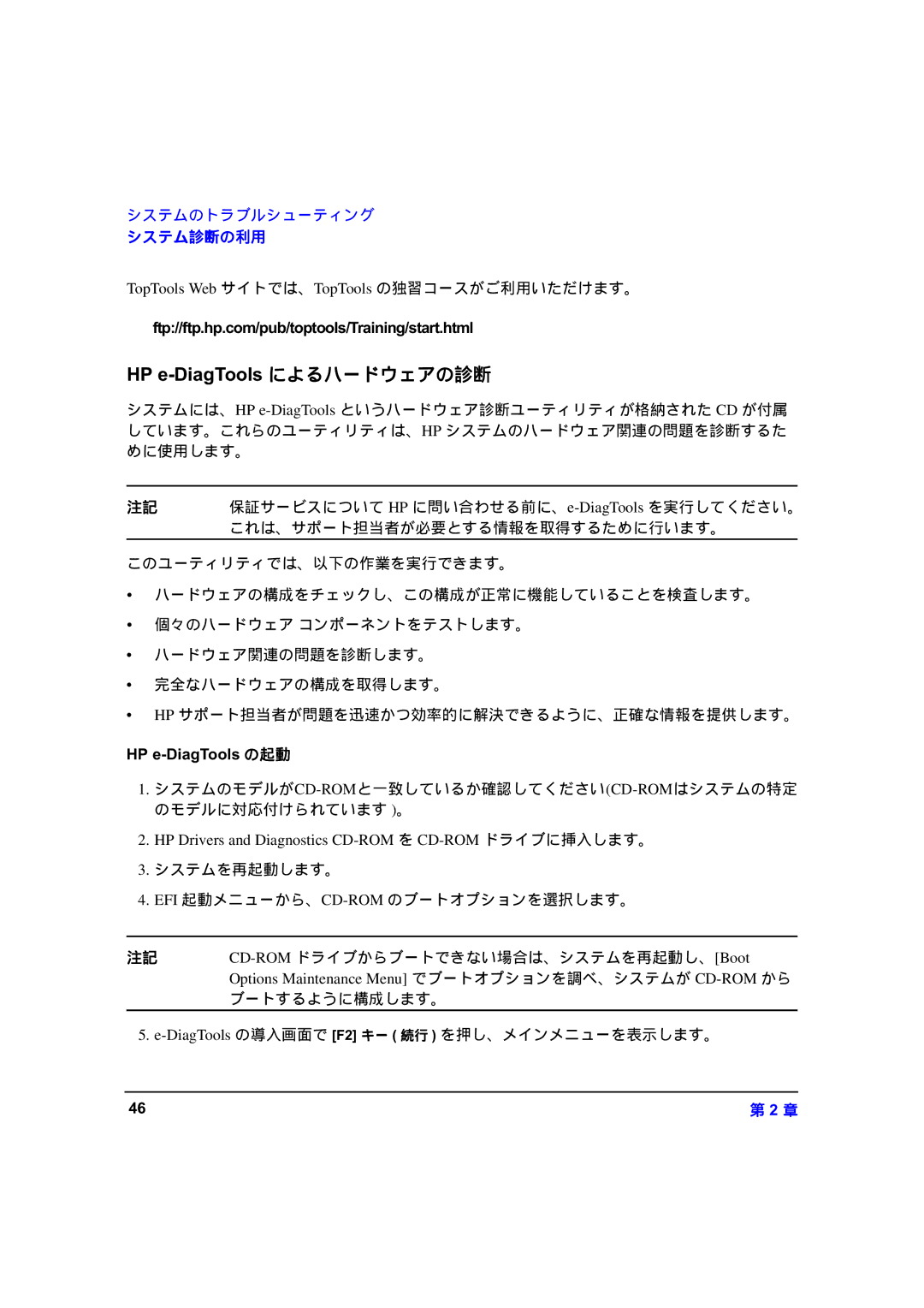 HP zx6000 A7857-90023 manual $+ によるハードウェアの診断 