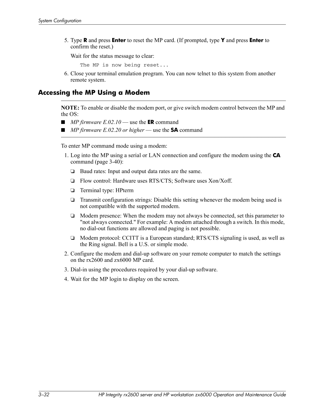 HP zx6000 manual Accessing the MP Using a Modem, #Uer #Usa, Cgdi EI+ @*0#*O*0, =F5=% 