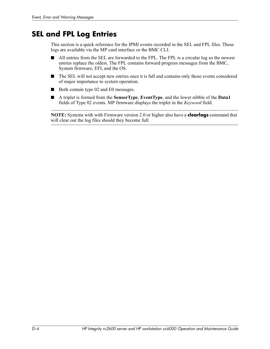 HP zx6000 manual SEL and FPL Log Entries, ##$+ 