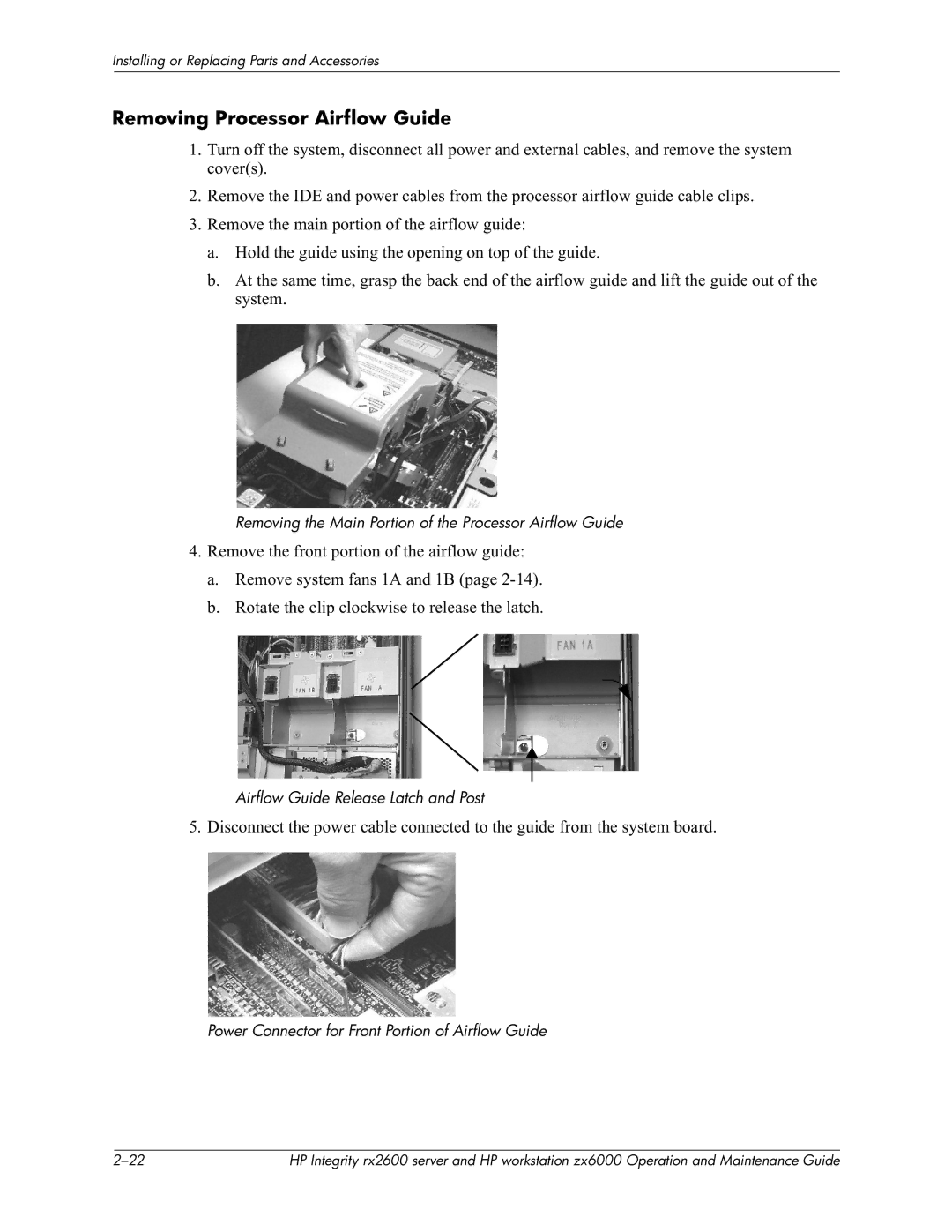 HP zx6000 manual Removing Processor Airflow Guide, @9.9EC9GD, Removing the Main Portion of the Processor Airflow Guide 