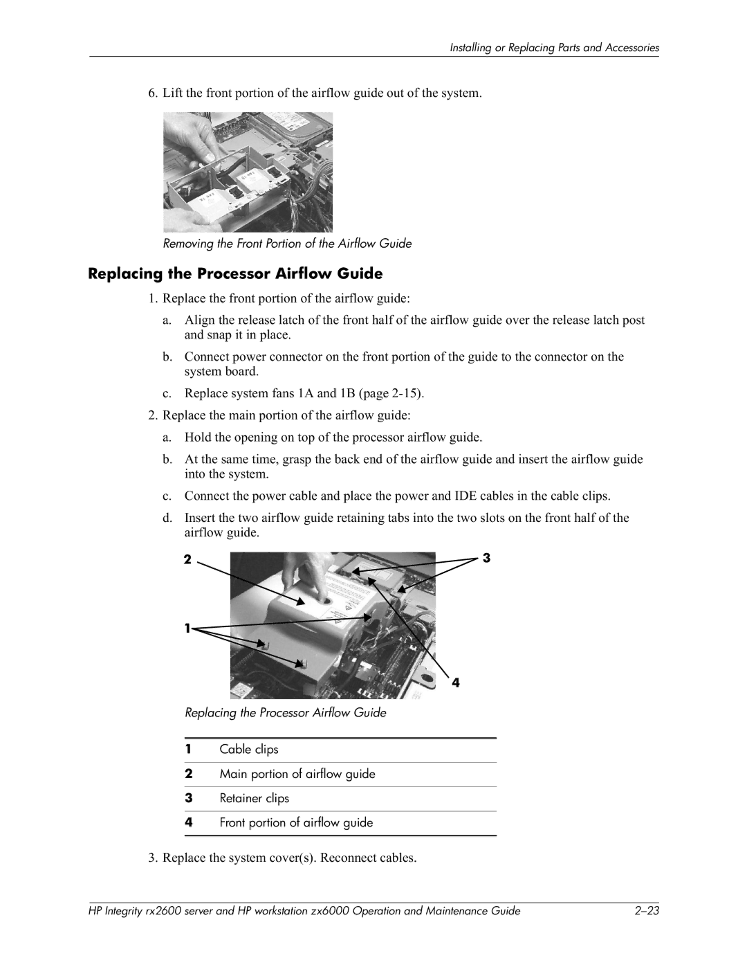 HP zx6000 manual Replacing the Processor Airflow Guide, @9.9EC9D, @Cd@, Removing the Front Portion of the Airflow Guide 