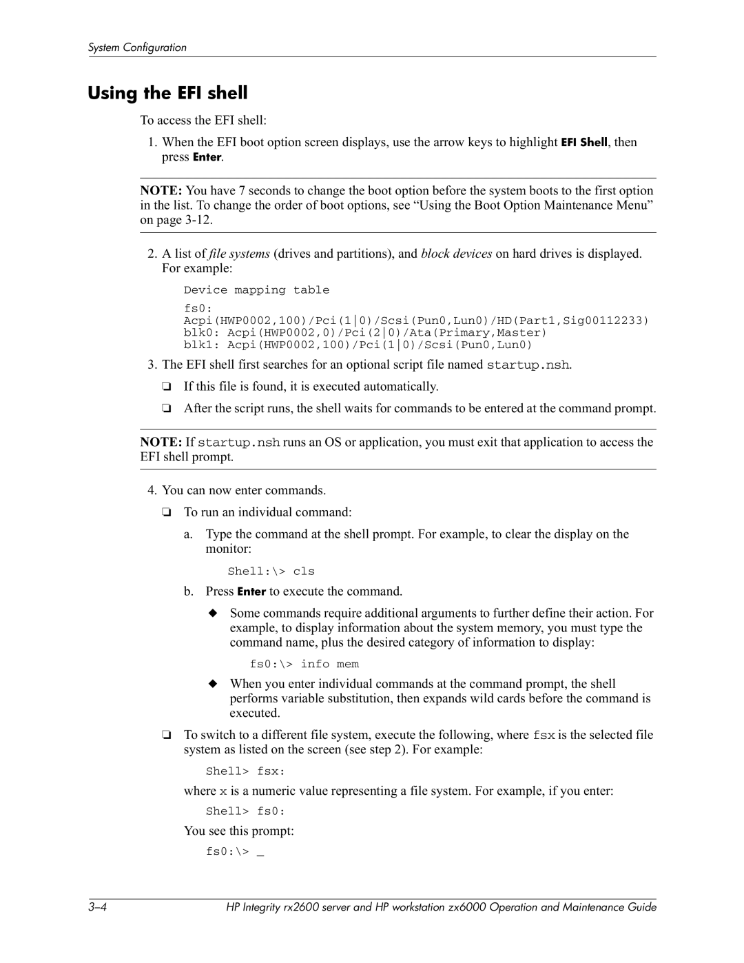 HP zx6000 manual Using the EFI shell, Enter5, CD5I 